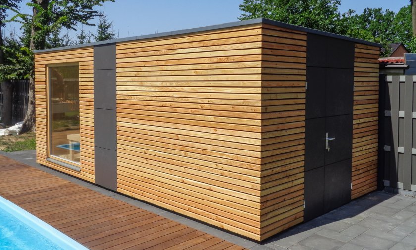 Modern&aacute; vonkaj&scaron;ia sauna so z&aacute;sobami - Sch&ouml;neiche