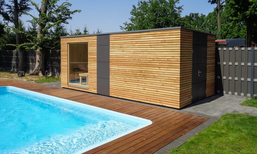 Modern&aacute; vonkaj&scaron;ia sauna so z&aacute;sobami - Sch&ouml;neiche