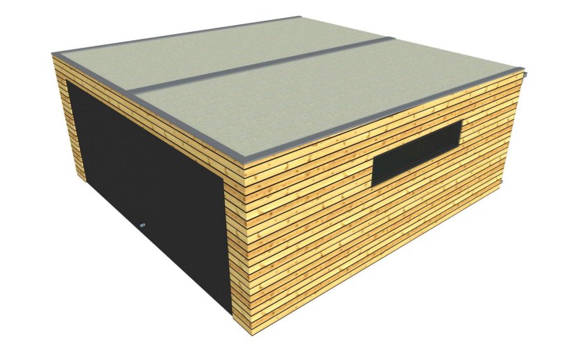 Drevená dvojgaráž so spoločnými bránami 6,3x6,3 m