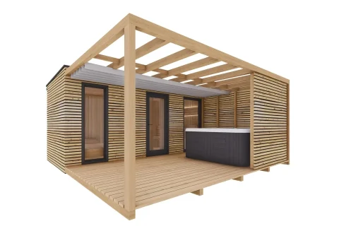 Domáce wellness 5x2,5 m s terasou a pergolou}