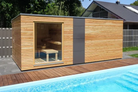 Vonkajšia sauna do záhrady so skladom