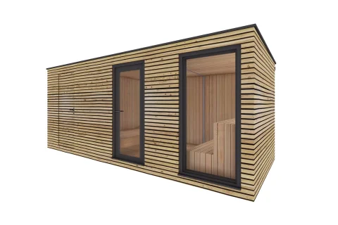 Vonkajšia sauna do záhrady so skladom