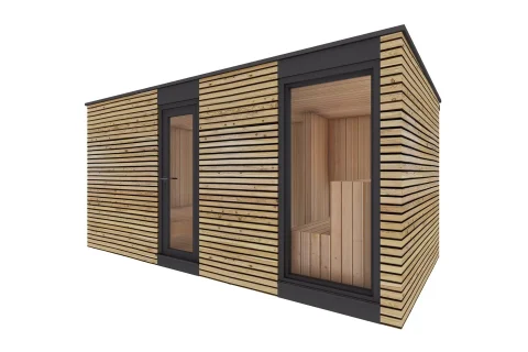 Vonkajšia sauna do záhrady 5x2,5 m}